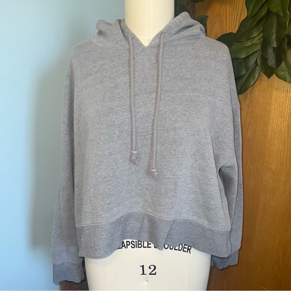 Wild Fable Hoodie‎ Women XXL Gray Cropped Fleece Pullover Sweatshirt